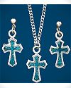 Turquoise Crosses Necklace and Earrings Set